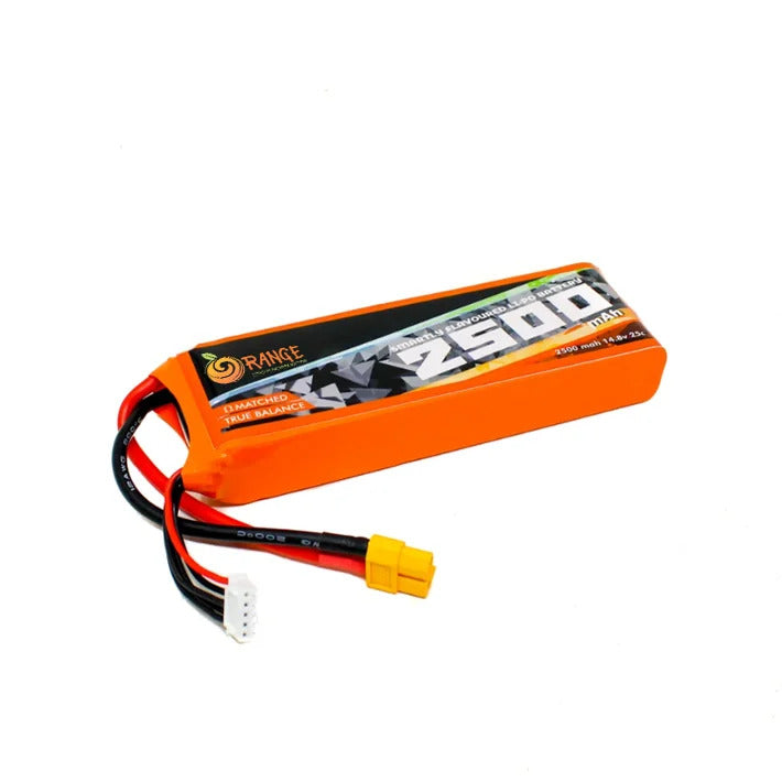 14.8V 2500mAh 4S 25C Lipo Battery with XT60 Plug (Brand Orange).