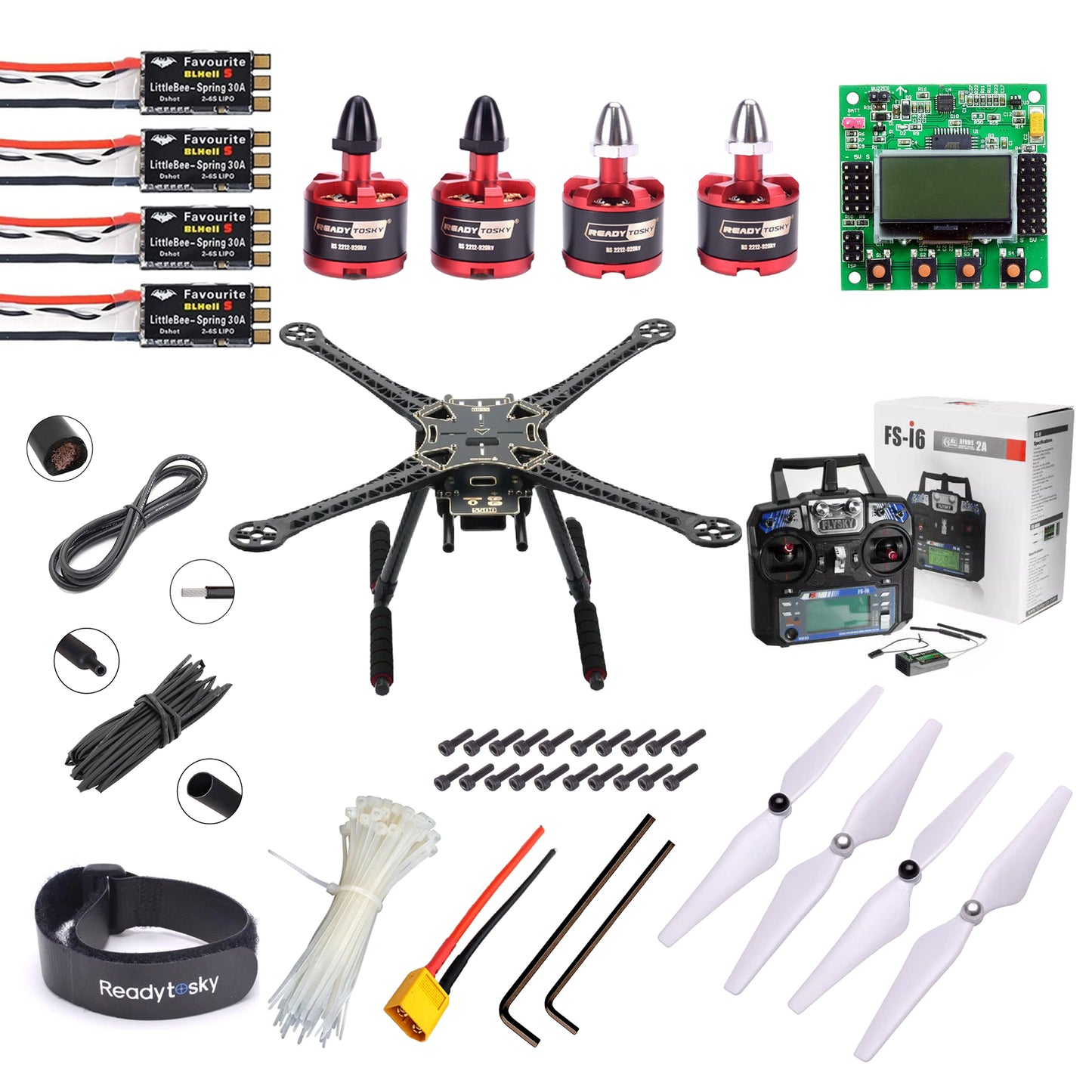 KK2.1.5 Flight Controller S500 hexacopter with carbon fibre landing gear Advance Drone Kit - Flysky - i6