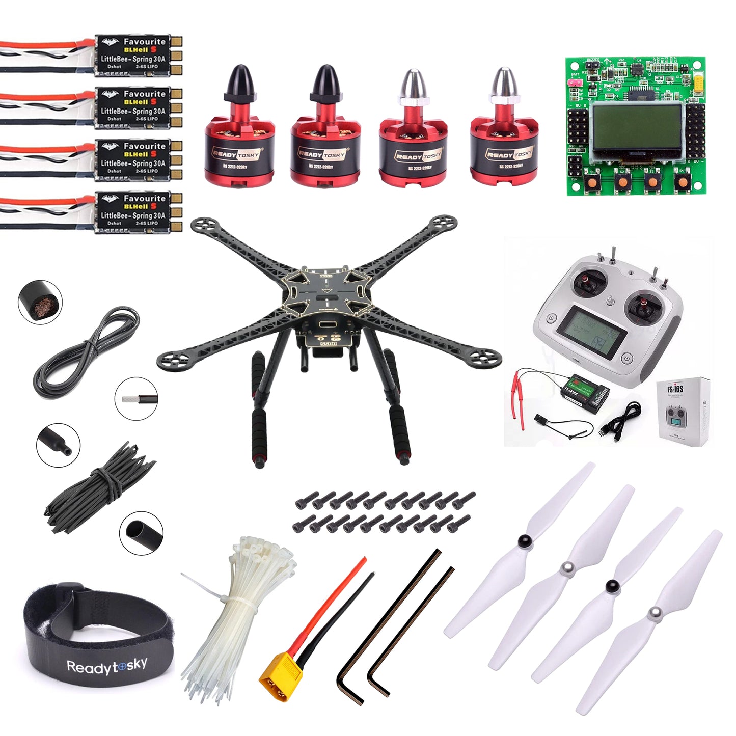 KK2.1.5 Flight Controller S500 quardcopter with carbon fibre landing gear Drone Kit - Flysk y - i6s