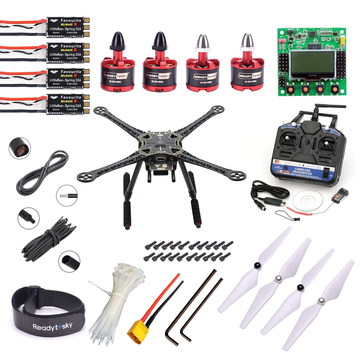 KK2.1.5 Flight Controller S500 hexacopter with carbon fibre landing gear Advance Drone Kit - Flysky - ct6b