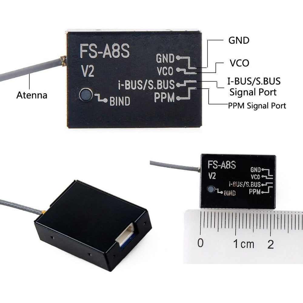 FlySky FS-A8S 2.4G 8CH Mini Receiver Module Rev 2