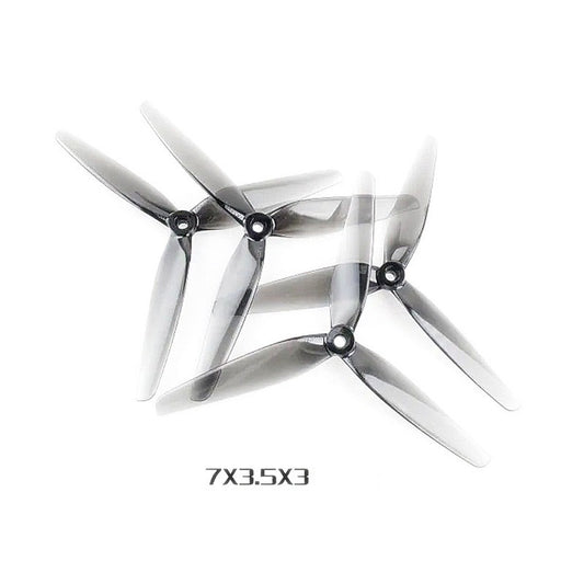 HQProp 7X3.5X3 Light Grey (2CW+2CCW)-Poly Carbonate Triblade Propeller