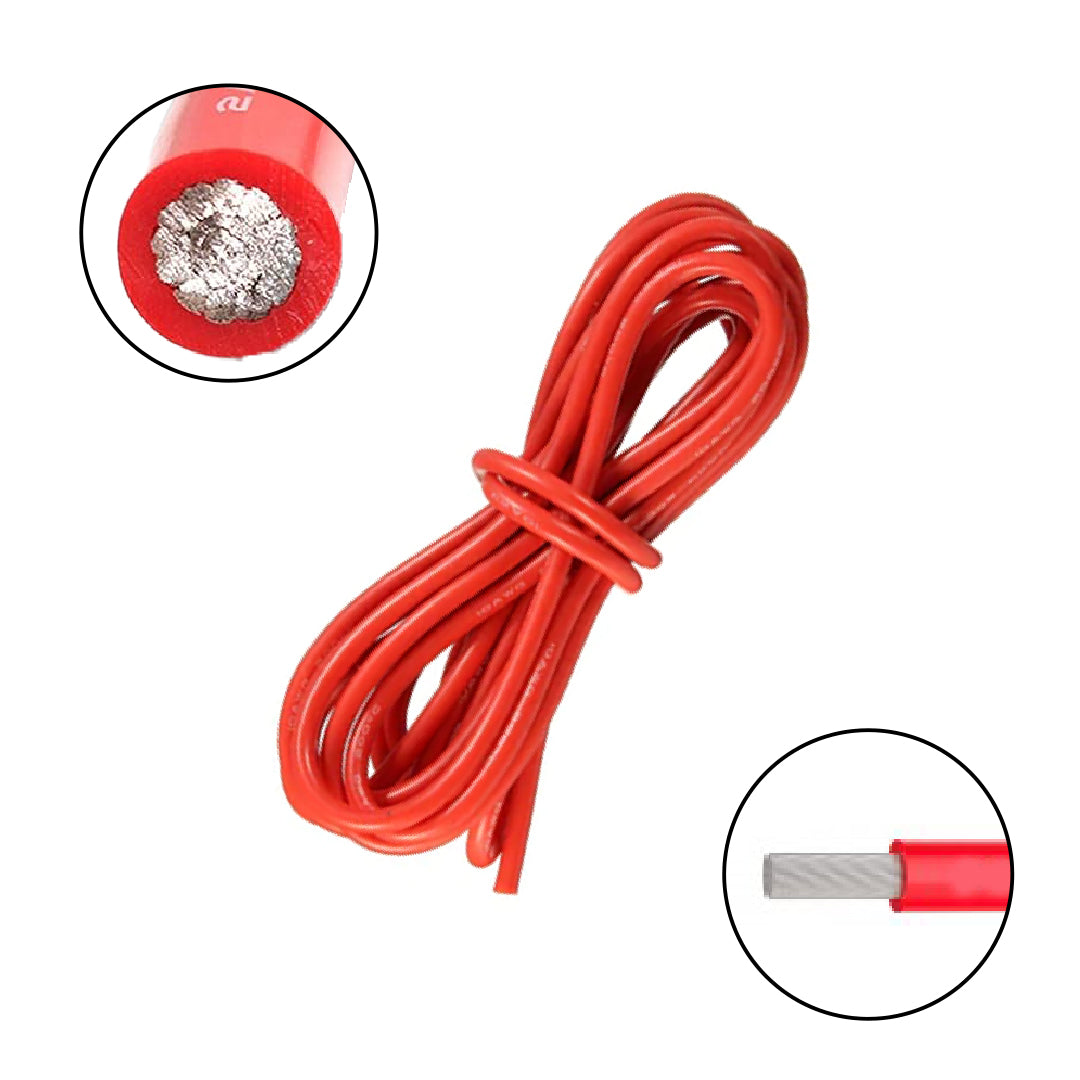 High Quality Ultra Flexible 28AWG Silicone Wire 1m - Red.