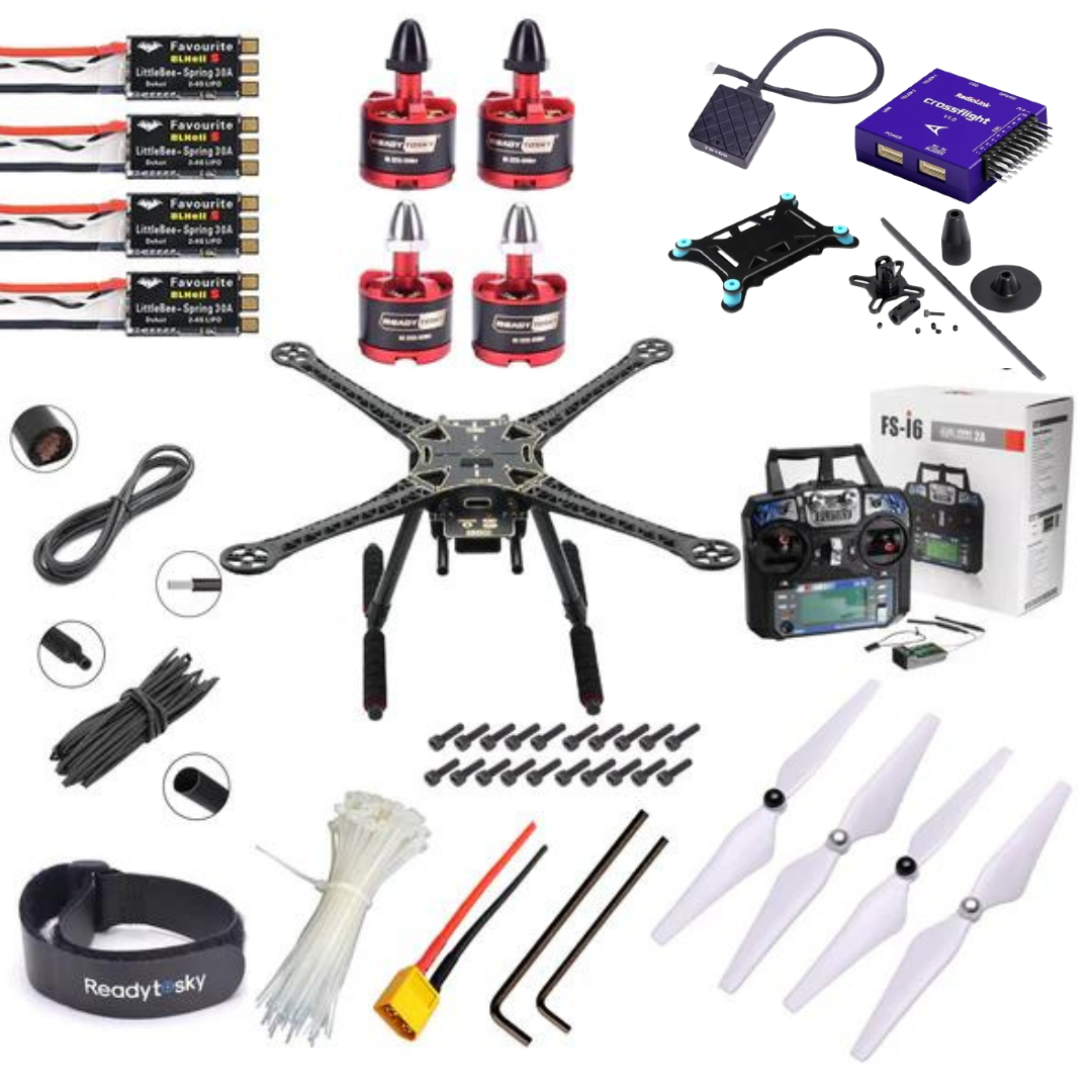 Radiolink Crossflight Flight Controller With GPS TS100 S500 Quadcopter with carbon fibre landing gear Advance Drone Kit - Flysky - i6