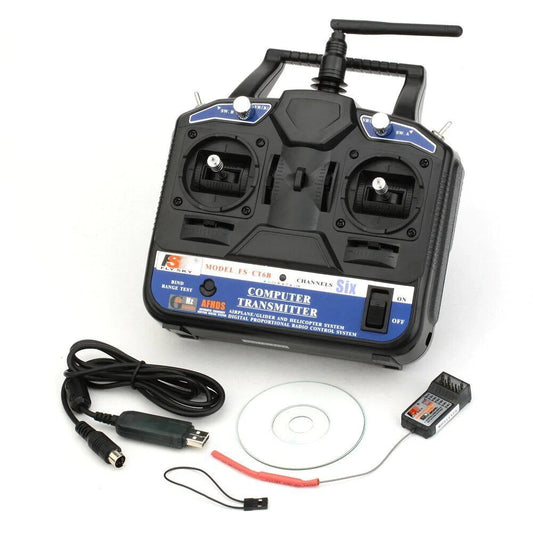 FlySky FS-CT6B 2.4G 6CH Radio Transmitter with FS-R6B 6CH Receiver.